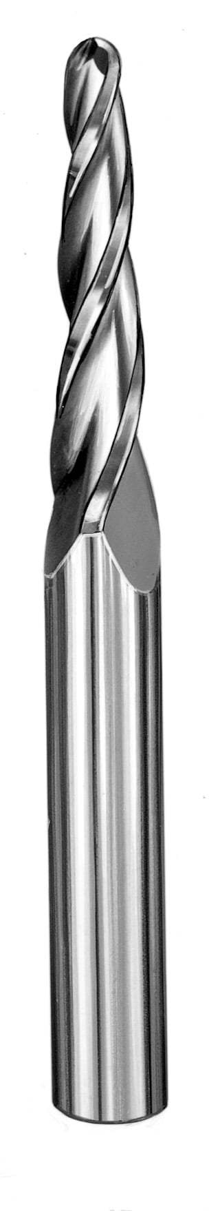 1/4" Dia, 3 Flute, Tapered (Ball) End Mill - 32430